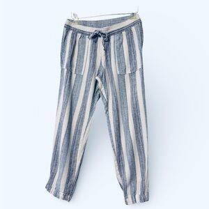 Old Navy linen blend wide led ankle length pants striped pull on size S